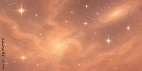 Bright red stars shine through a summer sky of white clouds and clear blue, creating a beautiful and abstract atmosphere