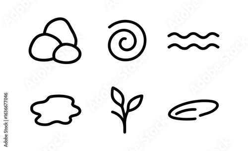 Mountain Stream Icons Set