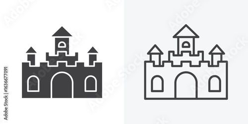 Castle icon. Line Art And Clip art Style Design