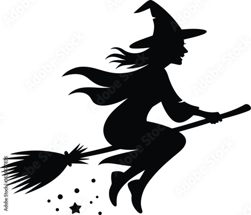  Witch Flying on a Broomstick Silhouette