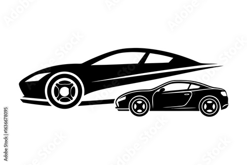 Sleek black sports car vector illustration for luxury auto and fast transportation design