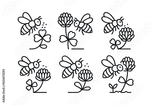 Bee Pollination Icons