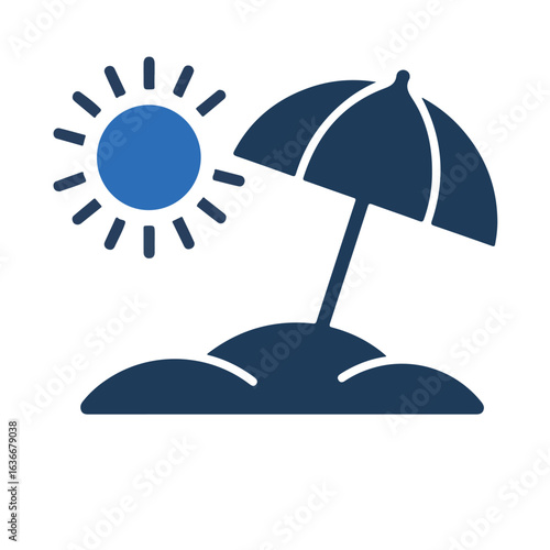 Beach Paradise A Tranquil Scene of Sun Umbrella and Sandy Shores Awaits Vacationers Seeking Relaxation