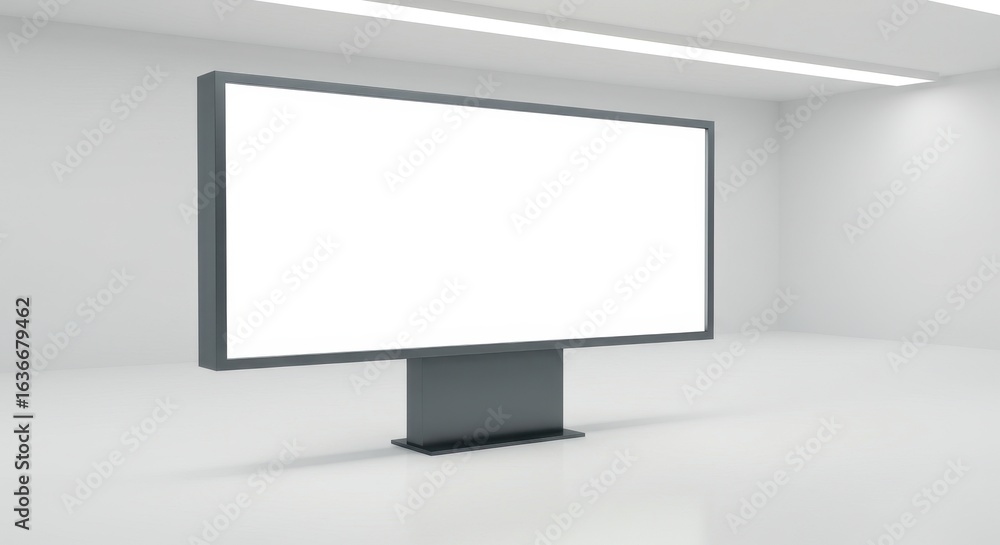 Fototapeta premium Black flat screen digital LCD television display on a white background with a blank screen