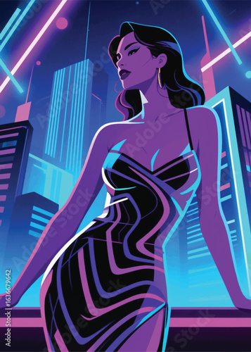 beautiful women in city nightclubs Illustrator Artwork geometric design template poster