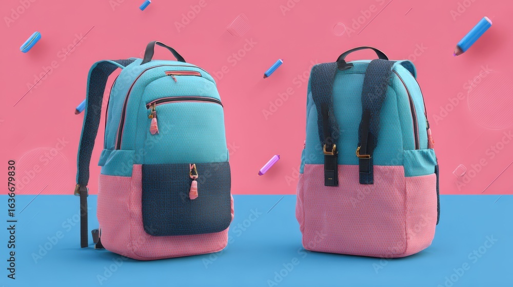 Fototapeta premium Backpack set banner