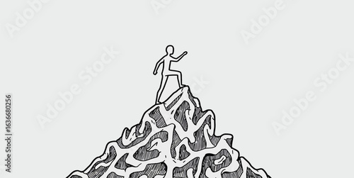 Black and white climbing mountain illustration 