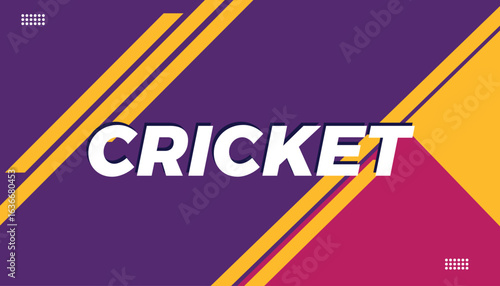 Cricket Typography Design with Bold Text and Abstract Colorful Background.
blue yellow orange design for banner, poster, flyer template. Sports concept.