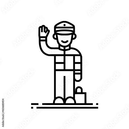 Hotel bellhop service vector illustration, hotel staff icon, bellman with luggage, hospitality, service 100