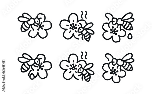 Bee Pollination Icons