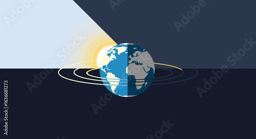 Abstract Globe With Orbitals For Global Connectivity Visualizations