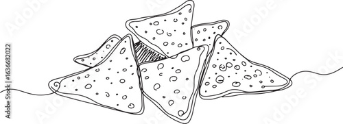 Minimalist line art illustration of a pile of delicious tortilla