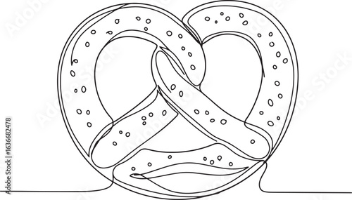 Hand-drawn pretzel illustration: minimalist design for food-rela