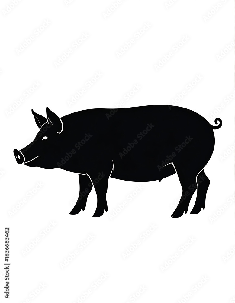 Fototapeta premium Silhouette of a pig