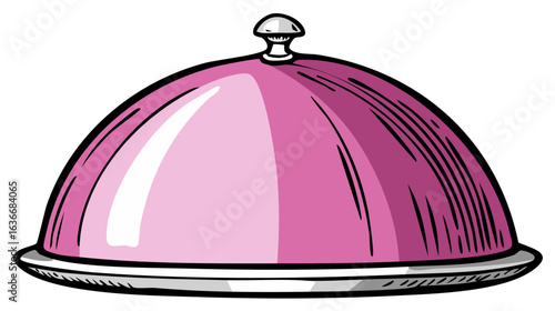 Platter with a Dome Cover. Cloche food presentation service. Hot Food Serving. Isolated