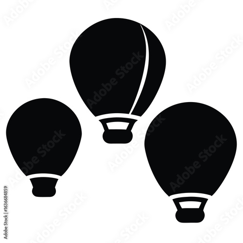 Three hot air balloons in flight, a simple vector illustration