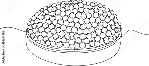 Elegant continuous line drawing illustration of caviar bowl deli