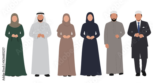 Muslim people in modern modest fashion
