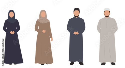 Muslim people in modern modest fashion
