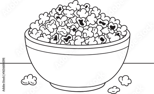 Bowl brimming with freshly popped popcorn, a delightful snack il