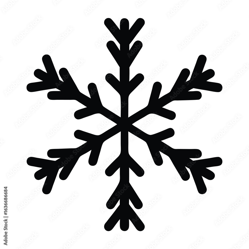 Obraz premium Black and white snowflake, winter symbol, winter season, festive season symbol, frost, ice