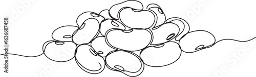 Elegant continuous line drawing portraying a mound of kidney bea
