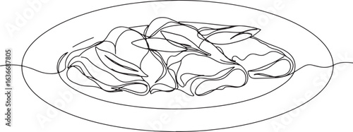 Saltimbocca Sketch Continuous Line on Plate Minimalist Gastronom