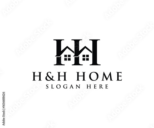 Letter HH Home Logo. Suitable for any business related to house, real estate, construction, interior with HH initials.