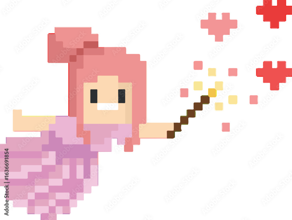 Fototapeta premium Pixel Art Fairy Girl Flying - Enchanted Magical Sprite