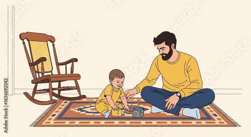 Bonding Moments A Father Shares Joyful Playtime With His Child At Home