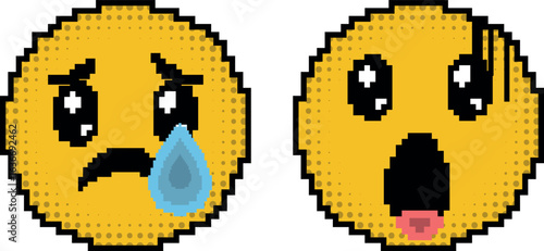 Crying Pixel Art Face - Cartoon Tears Emoji & Game