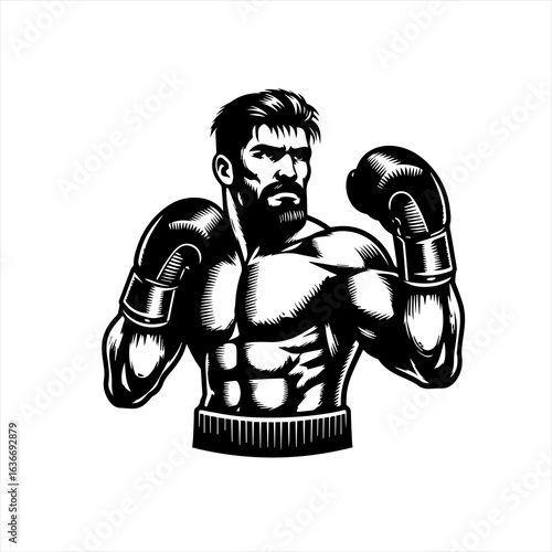 Boxer with muscular physique