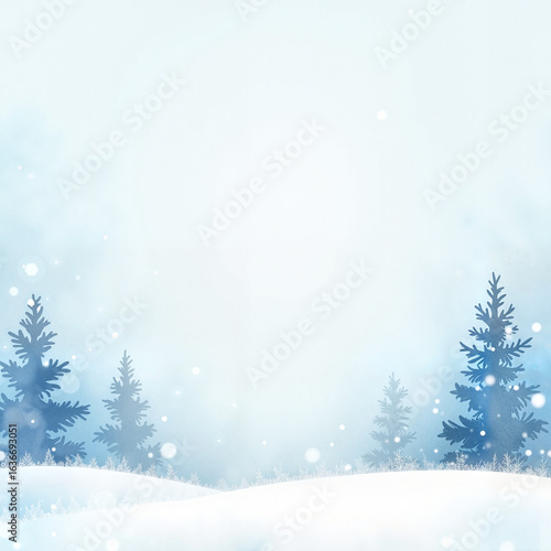 Wallpaper Mural Winter landscape with snow-covered trees and soft blue background   Torontodigital.ca
