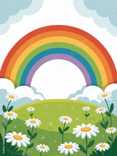 Rainbow Over Flower Field  
