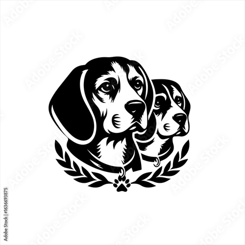 Two beagles in a wreath