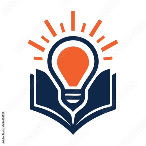 Knowledge Spark Logo  Book and Light Bulb Concep.eps