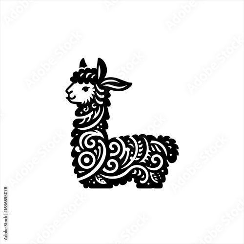 Llama with ornate pattern