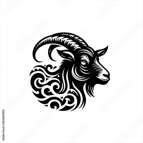 Wallpaper Mural Black goat head isolated on white background Torontodigital.ca