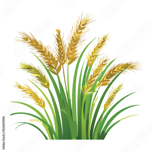 Fresh Green Stalks with Golden Grains