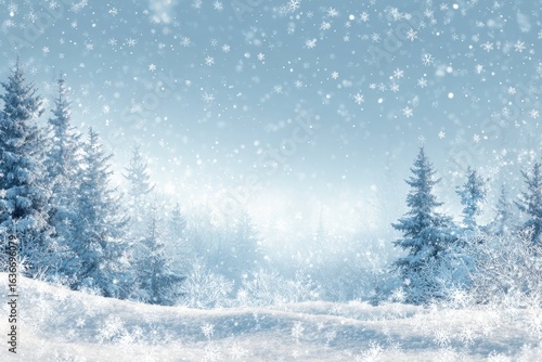 Wallpaper Mural Winter wonderland snow scene with copy space. winter background with a snowflake border and white vignetting. Winter Wonderland. Illustration. Torontodigital.ca