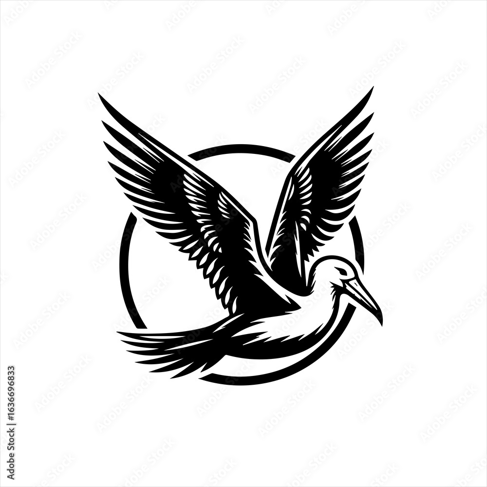 Obraz premium Seagull in flight inside circle