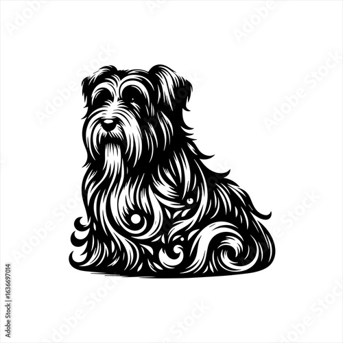 Schnauzer dog logo isolated on white