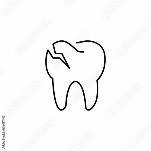 cracked tooth damage icon sign vector