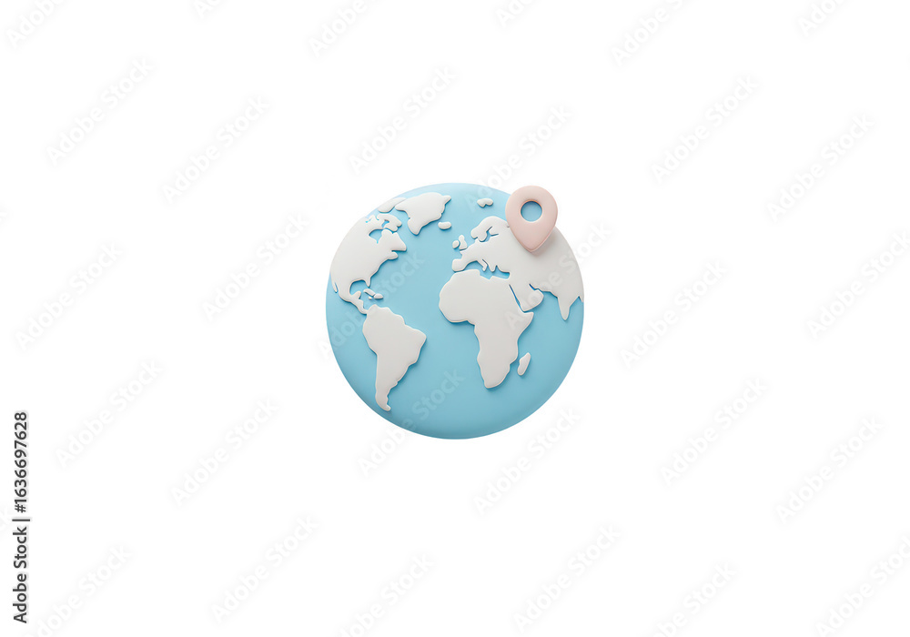 Obraz premium Globe on white background with world map and continents illustration