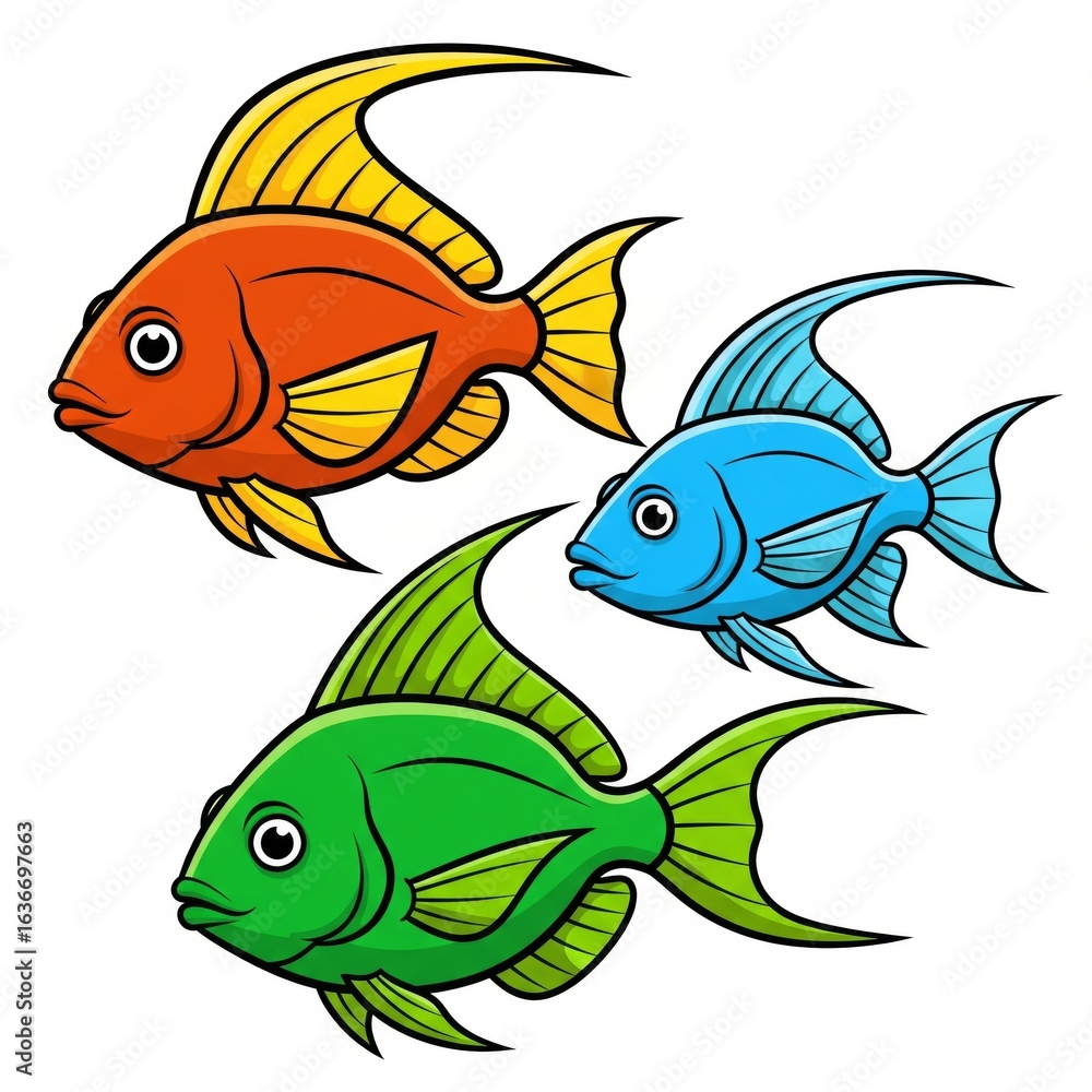 Fototapeta premium Colorful tropical fish swimming in a playful style 