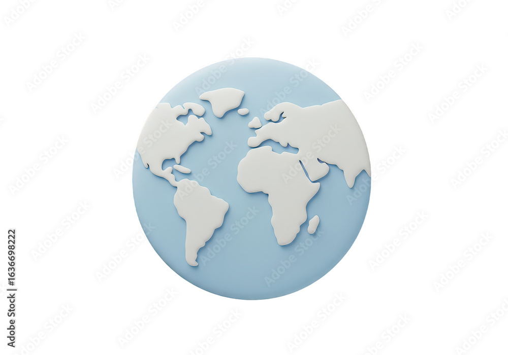 Fototapeta premium Globe on white background with world map and continents illustration