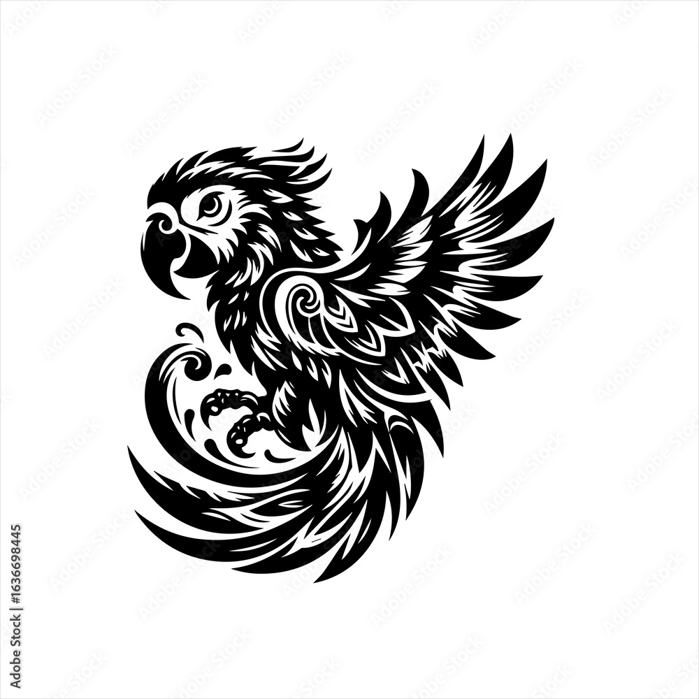 Ornate parrot tribal tattoo art Ornate parrot tribal tattoo art