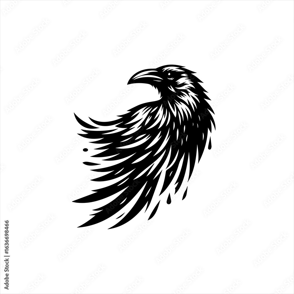 Fototapeta premium Raven bird flight illustration