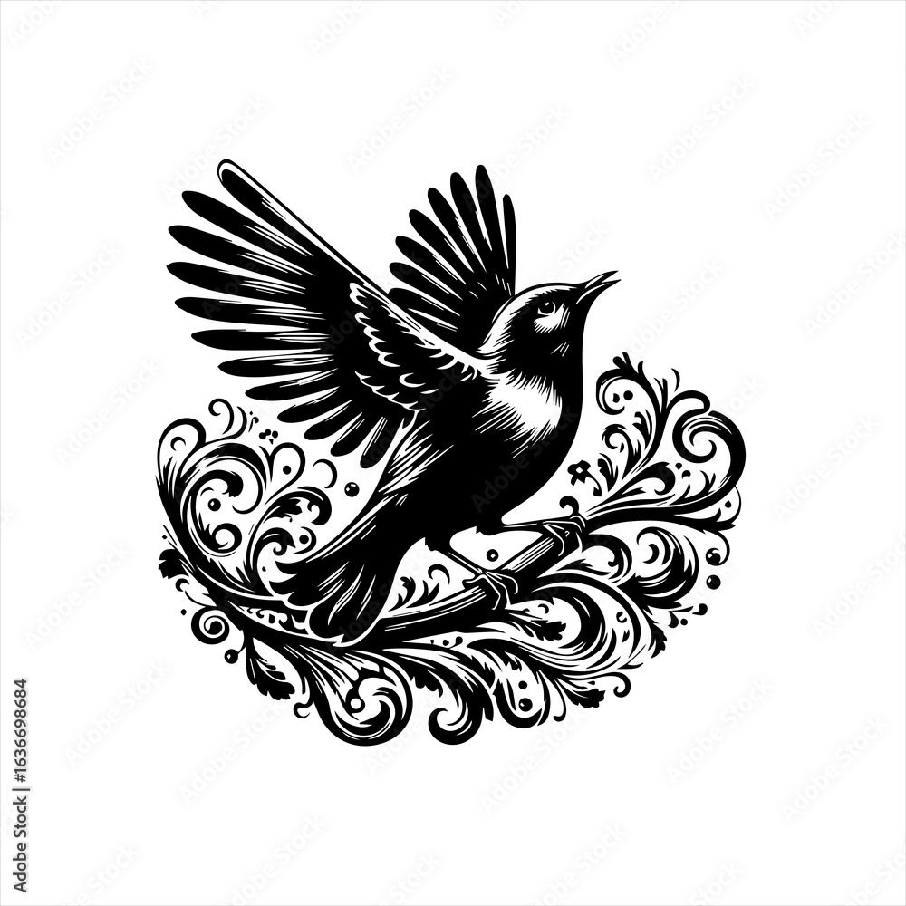 Fototapeta premium Bird in flight illustration