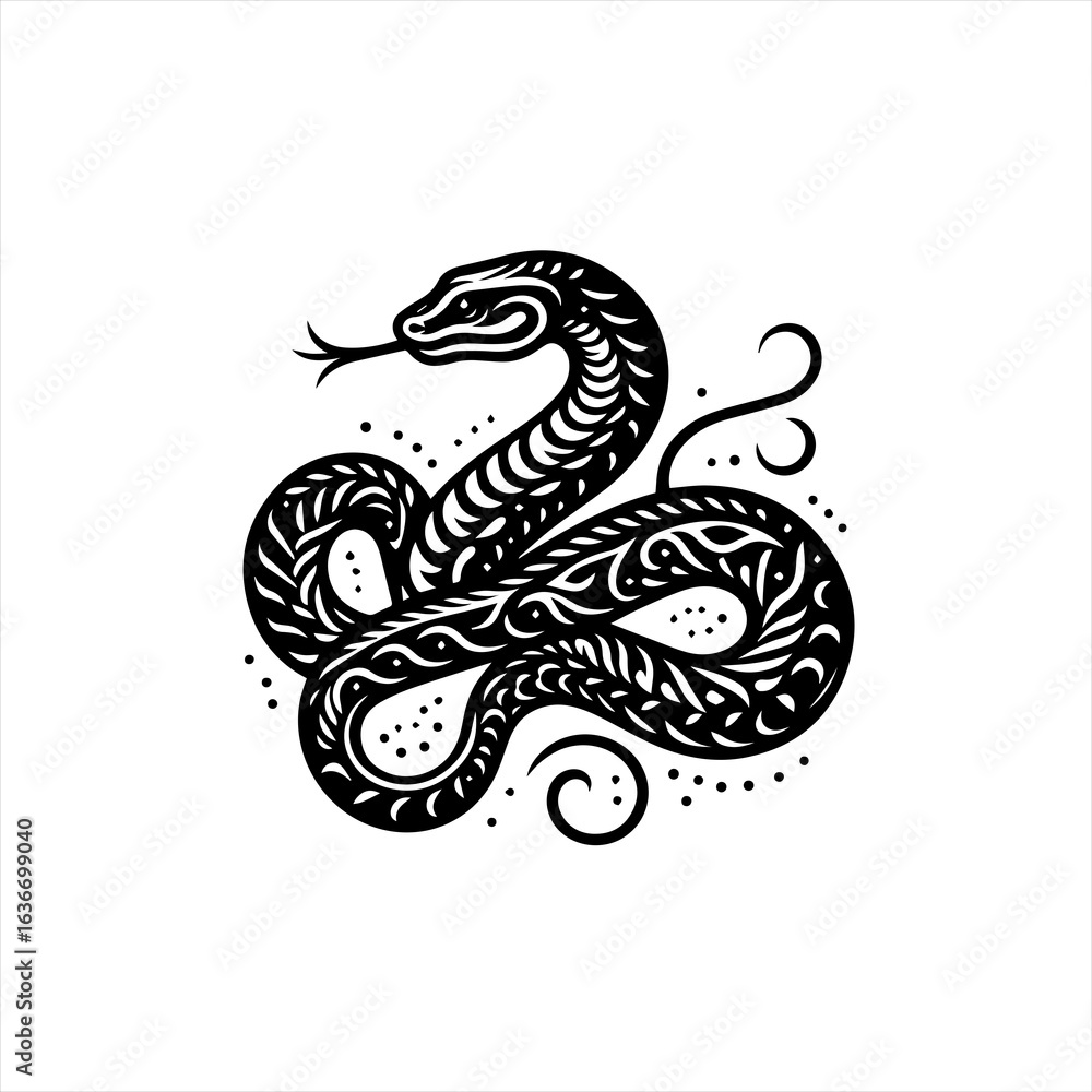Fototapeta premium Snake illustration coiled